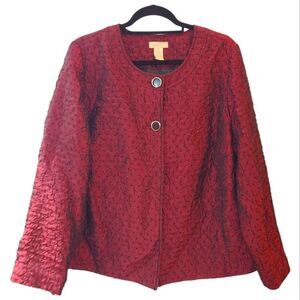 Choices Woman Burgundy Textured Blazer Jacket